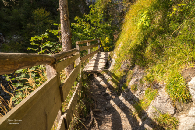 Holzstege zum Aufstieg