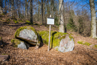 Liegende Heunefässer im Wald